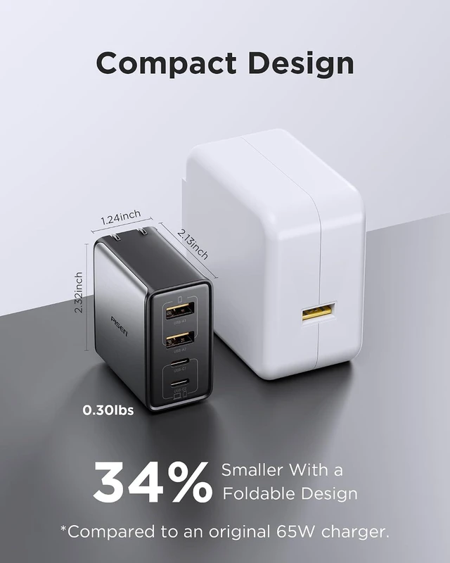 Alt view image 4 of 7 - 65W USB C Charger - 4-Port GaN Fast Charging Block Type C Charger Fast Charging Wall Plugs with 4FT C to C Cable for MacBook Pro/Air, iPhone 16/15/14, iPad Pro, Galaxy S24, Pixel 8, Steam Deck