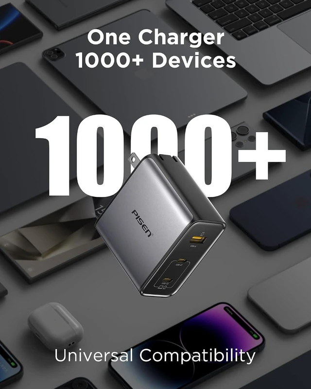 Alt view image 4 of 7 - 100W USB C Charger - 3-Port 100W GaN USB C Charging Block Fast Charging, 100Watt Charging Block with 6FT Type C Cable, 100Watt Wall Charger for MacBook, iPad, iPhone, Samsung, Google Pixelbook