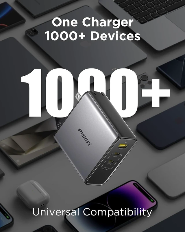 Alt view image 4 of 7 - 140W USB C Charger - PD3.1 GaN Fast Charger USB C 3-Port Foldable Charging Block 140Watt Power Adapter with 6FT 240W Type-C Cable, 140W Charger for MacBook, Laptops, Samsung, iPad, iPhone Series