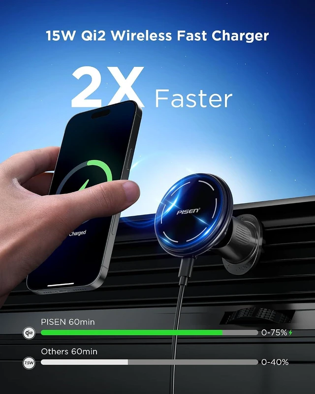 Alt view image 2 of 7 - Mag-Safe Car Mount Charger - Qi2 15W Magnetic Car Phone Holder, 15W Wireless Qi2 Car Charger Mag-Safe Phone Holder, Car Vent Phone Mount Magnet Car Phone Holders for iPhone 16 15 14 13 12 Series