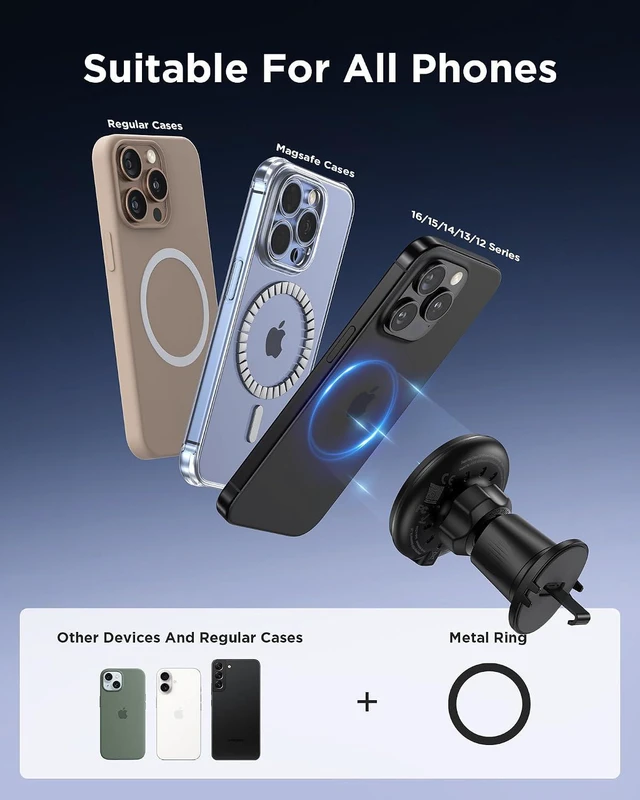 Alt view image 3 of 7 - Mag-Safe Car Mount Charger - Qi2 15W Magnetic Car Phone Holder, 15W Wireless Qi2 Car Charger Mag-Safe Phone Holder, Car Vent Phone Mount Magnet Car Phone Holders for iPhone 16 15 14 13 12 Series