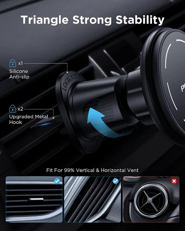 Alt view image 6 of 7 - Mag-Safe Car Mount Charger - Qi2 15W Magnetic Car Phone Holder, 15W Wireless Qi2 Car Charger Mag-Safe Phone Holder, Car Vent Phone Mount Magnet Car Phone Holders for iPhone 16 15 14 13 12 Series