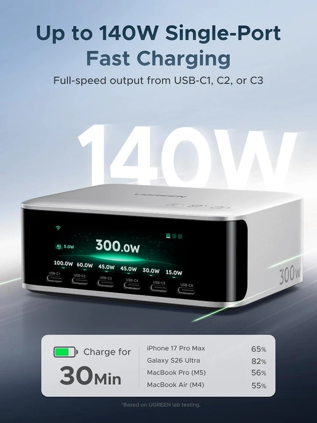 Alt view image 3 of 7 - Nexode Pro 300W Charging Station with Smart Display, 8-Port Charger
