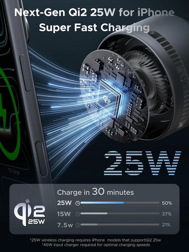 Alt view image 2 of 7 - Magflow 25W Qi2.2-Certified 2-in-1 Wireless Charging Station