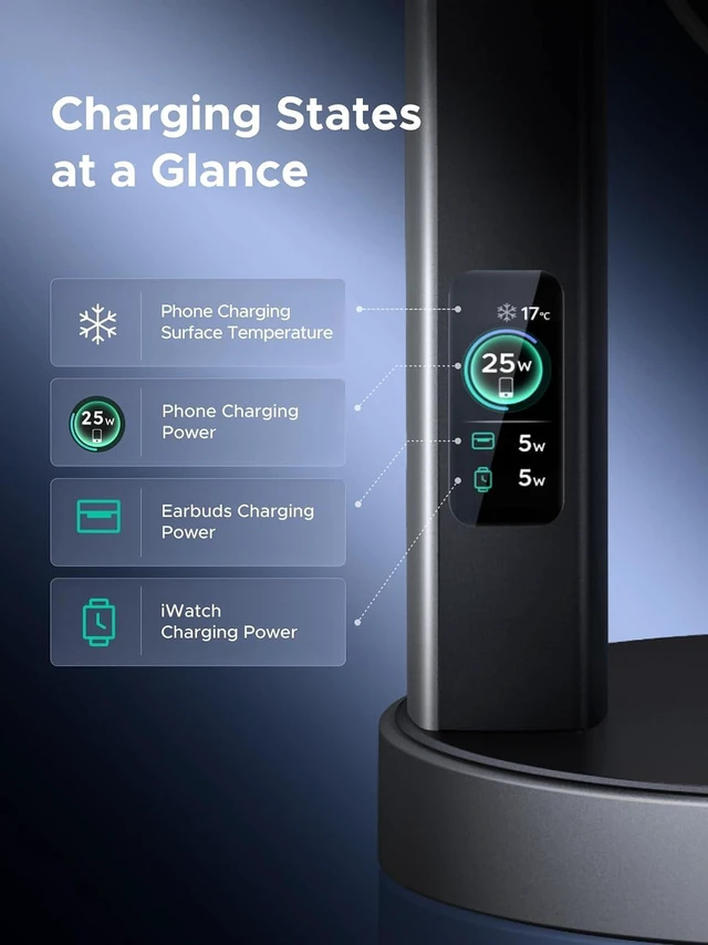 Alt view image 4 of 7 - Magflow 25W Qi2.2-Certified 3-in-1 Wireless Charging Station