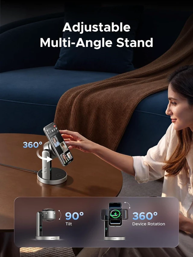 Alt view image 5 of 7 - Magflow 25W Qi2.2-Certified 3-in-1 Wireless Charging Station