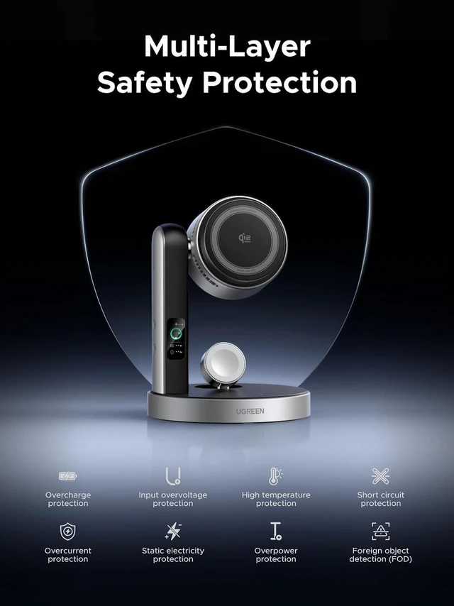 Alt view image 6 of 7 - Magflow 25W Qi2.2-Certified 3-in-1 Wireless Charging Station