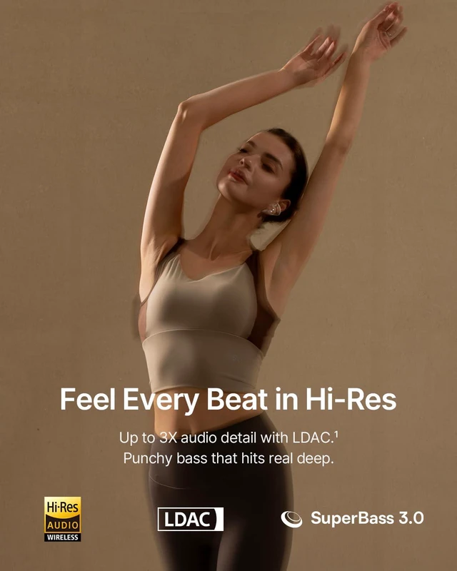 Alt view image 3 of 7 - Bowie MC2 Open Ear Clip On Earbuds, CloudComfort 2.0 Wrap-Around Design, LDAC Hi-Res Audio, Bluetooth 6.0, 55H Playtime, 4-Mic AI Clear Call, IP67 Waterproof for Running Gym Workouts