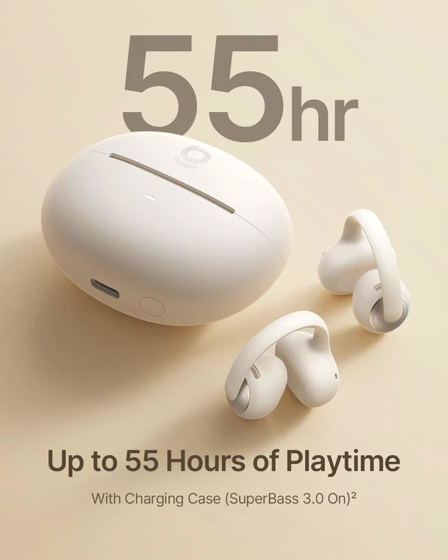 Alt view image 6 of 7 - Bowie MC2 Open Ear Clip On Earbuds, CloudComfort 2.0 Wrap-Around Design, LDAC Hi-Res Audio, Bluetooth 6.0, 55H Playtime, 4-Mic AI Clear Call, IP67 Waterproof for Running Gym Workouts