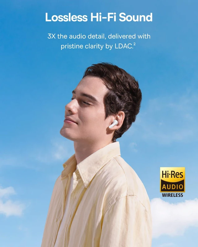 Alt view image 4 of 7 - Bass BP1 Pro Noise Cancelling Wireless Earbuds, Real-Time Adaptive Noise Cancelling, Adaptive Active EQ, LDAC Hi-Res Sound, 6-Mic AI Clear Calls, 55H Playtime, IP55 Waterproof, Bluetooth 6.0