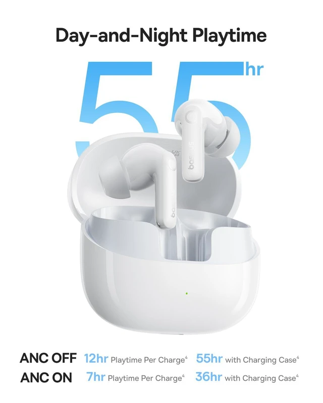 Alt view image 7 of 7 - Bass BP1 Pro Noise Cancelling Wireless Earbuds, Real-Time Adaptive Noise Cancelling, Adaptive Active EQ, LDAC Hi-Res Sound, 6-Mic AI Clear Calls, 55H Playtime, IP55 Waterproof, Bluetooth 6.0