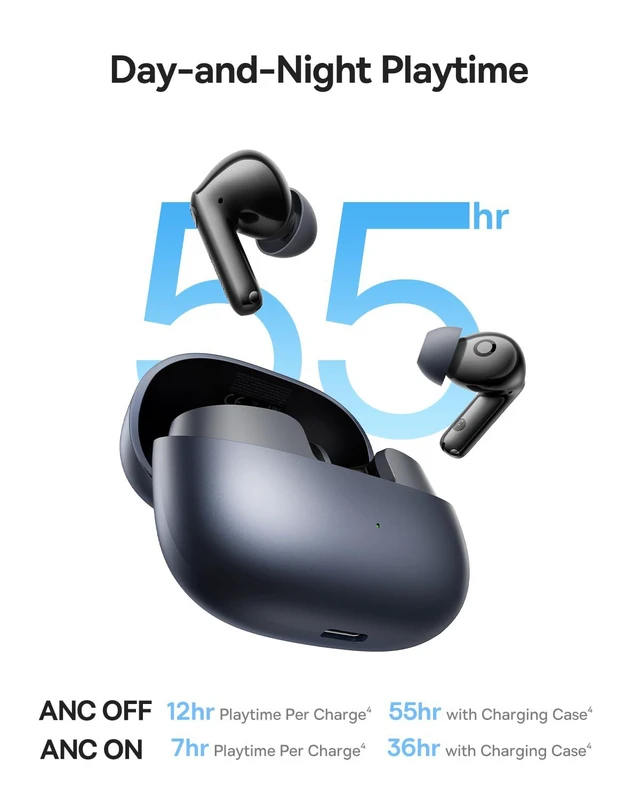 Alt view image 7 of 7 - Bass BP1 Pro Noise Cancelling Wireless Earbuds, Real-Time Adaptive Noise Cancelling, Adaptive Active EQ, LDAC Hi-Res Sound, 6-Mic AI Clear Calls, 55H Playtime, IP55 Waterproof, Bluetooth 6.0