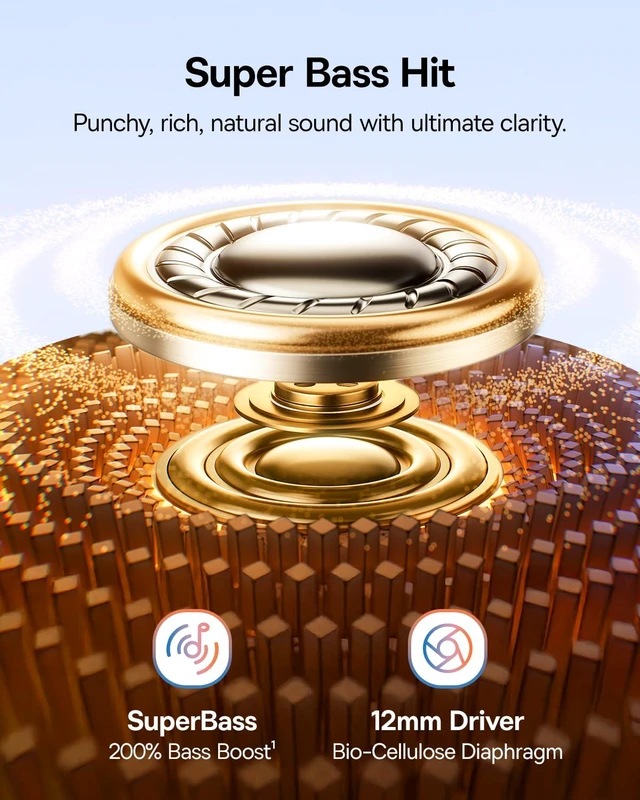 Alt view image 4 of 7 - Bass BC1 Open Ear Earbuds Clip-On Headphones, Open-Ring Comfort with Tri-Curve Snug Clip, Powerful Sound with SuperBass, 4-Mic Clear Calls, IP55 Waterproof, 38H Playtime, Lightweight