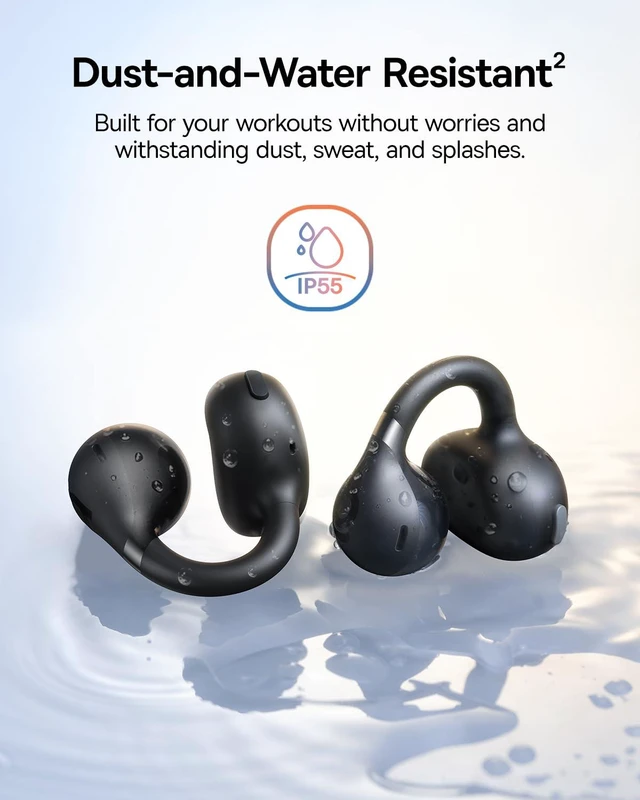 Alt view image 5 of 7 - Bass BC1 Open Ear Earbuds Clip-On Headphones, Open-Ring Comfort with Tri-Curve Snug Clip, Powerful Sound with SuperBass, 4-Mic Clear Calls, IP55 Waterproof, 38H Playtime, Lightweight