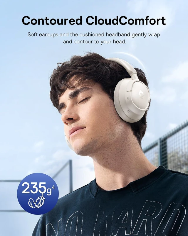 Alt view image 4 of 7 - Bass BH1 NC Adaptive Active Noise Cancelling Headphones, Real-Time Adaptive Hybrid ANC, SuperBass 2.0, LDAC Hi-Res Sound, 80H Playtime, 5-Mic AI Clear Calls, Comfortable Fit, Bluetooth 6.0