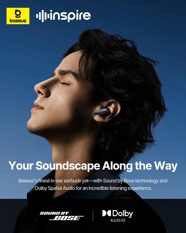 Alt view image 2 of 7 - Inspire XP1 Adaptive Noise Cancelling Earbuds, Sound by Bose, Dolby Audio, Premium Real-Time Adaptive ANC, Adaptive Tuning Sound, Natural Fit Design, 6-Mic Adaptive Clear Calls, 45H Playtime