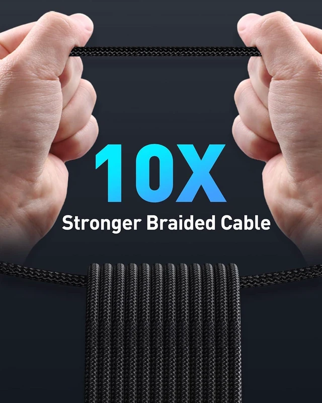 Alt view image 7 of 7 - USB C Cable, 100W PD 5A QC 4.0 Fast Charging USB C to USB C Cable, Zinc Alloy Nylon Braided USB Type C Charger Cable for iPhone 16 15 Pro Plus Pro Max, MacBook, iPad Pro, Samsung S23/S22 (10ft)