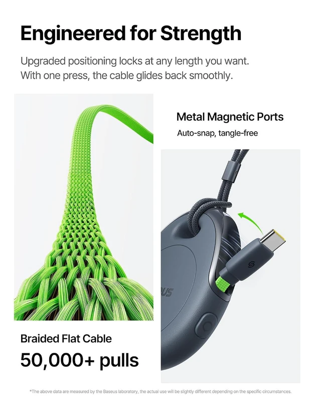 Alt view image 6 of 7 - USB C to USB C Cable, 240W One-Press Retractable USB C Cable, Auto-Snap Magnetic Fast Charging Cord with Buckle for iPhone 17/16/15 Pro Max, MacBook Pro/Air, Samsung S26/S25, Pixel 10/9 (3.3ft)