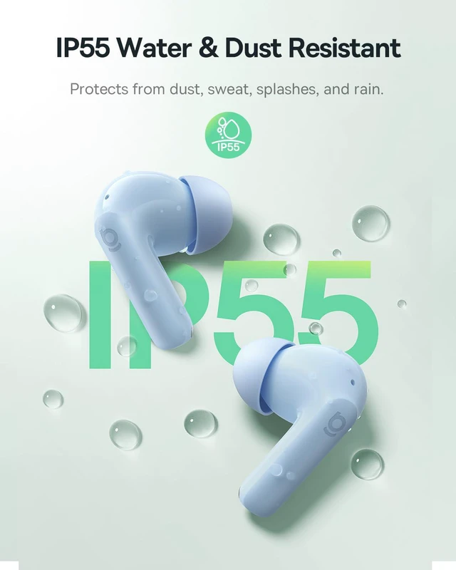 Alt view image 6 of 7 - Bass BP1 NC Hybrid Active Noise Cancelling Wireless Earbuds, 12mm Super-Bass Driver, 41H Playtime, Bluetooth 6.0, IP55 Waterproof, 4-Mic AI ENC, 24 Customizable EQ (Blue)