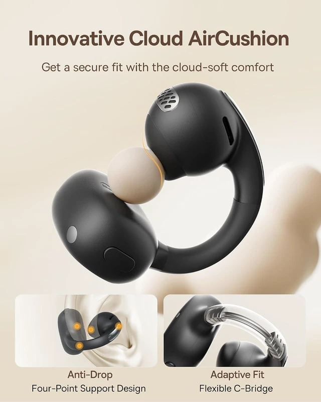 Alt view image 3 of 7 - Bowie MC1 Open Ear Clip-On Earbuds, Adaptive Comfort with Anti-Drop Design, Impactful Sound with Adaptive Bass Boost, Adaptive Noise Cancelling Calls, IP57 Waterproof, 40H Playtime, Lightweight