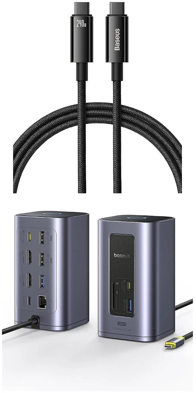 Main image of Spacemate Nomos Air Docking Station 12-in-1+ USB C Cable 240W PD 5A