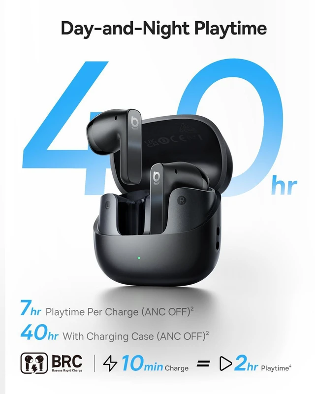 Alt view image 5 of 7 - BS1 NC Semi-in-Ear Noise Cancelling Earbuds with Adaptive Hybrid ANC, No Ear Pressure, Hi-Res Audio (LDAC), 40H Playtime, 4g Ultra-Lightweight Fit, 6-Mic AI Clear Call