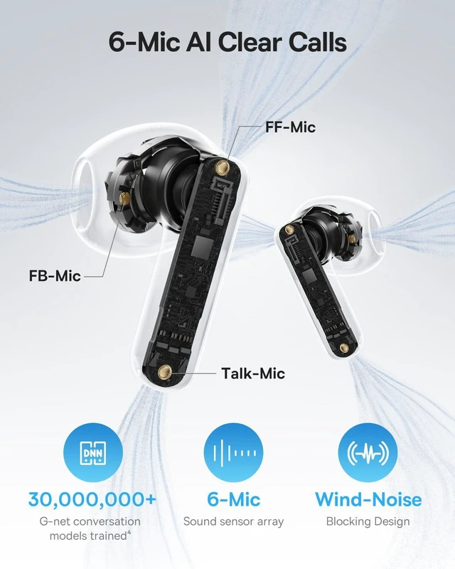 Alt view image 6 of 7 - BS1 NC Semi-in-Ear Noise Cancelling Earbuds with Adaptive Hybrid ANC, No Ear Pressure, Hi-Res Audio (LDAC), 40H Playtime, 4g Ultra-Lightweight Fit, 6-Mic AI Clear Call