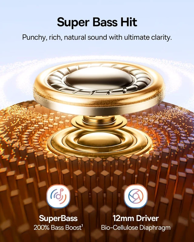 Alt view image 4 of 7 - Bass BC1 Open Ear Earbuds Clip-On Headphones, Open-Ring Comfort with Tri-Curve Snug Clip, Powerful Sound with SuperBass, 4-Mic Clear Calls, IP55 Waterproof, 38H Playtime, Lightweight