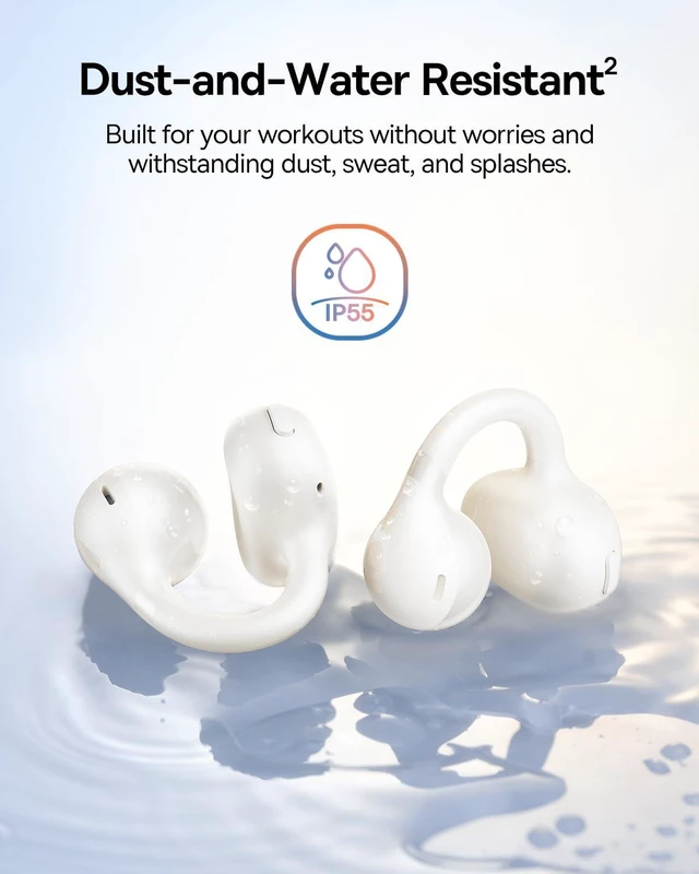 Alt view image 5 of 7 - Bass BC1 Open Ear Earbuds Clip-On Headphones, Open-Ring Comfort with Tri-Curve Snug Clip, Powerful Sound with SuperBass, 4-Mic Clear Calls, IP55 Waterproof, 38H Playtime, Lightweight