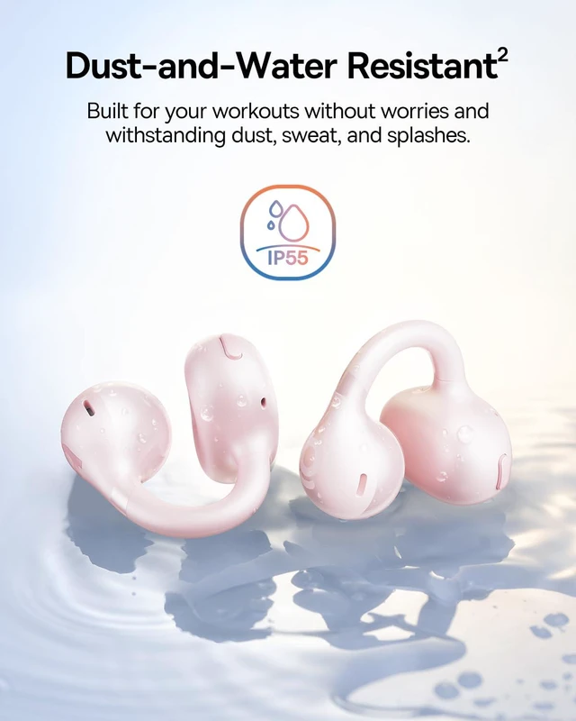 Alt view image 5 of 7 - Bass BC1 Open Ear Earbuds Clip-On Headphones, Open-Ring Comfort with Tri-Curve Snug Clip, Powerful Sound with SuperBass, 4-Mic Clear Calls, IP55 Waterproof, 38H Playtime