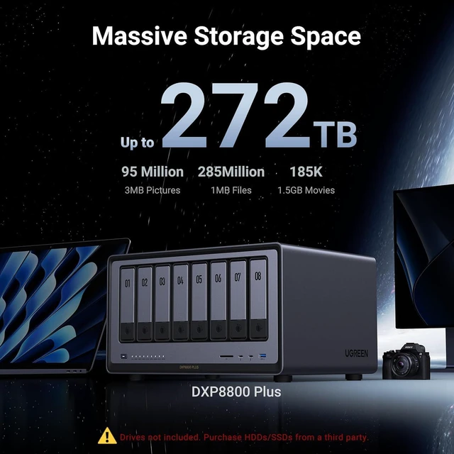 Alt view image 2 of 7 - NAS DXP8800 Plus 8-Bay for Business, IT Teams & Large Studios