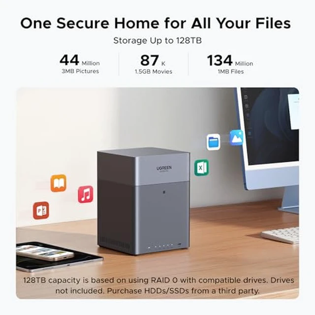 Alt view image 3 of 7 - NAS DH4300 Plus & US3000, 12000mAh Uninterruptible Battery Power Supply Bundle NAS DH4300 Plus 4-Bay with 120TB Storage Capacity
