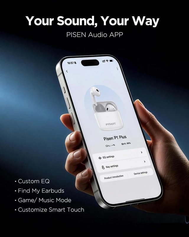 Alt view image 6 of 7 - P1 Plus Wireless Earbuds - Bluetooth 5.4 ENC Noise Cancelling Earbuds with 25H Playtime Fast Charging, Smart Touch Control via APP, IPX4 Waterproof Light weight in-Ear Wireless Earphones (white)