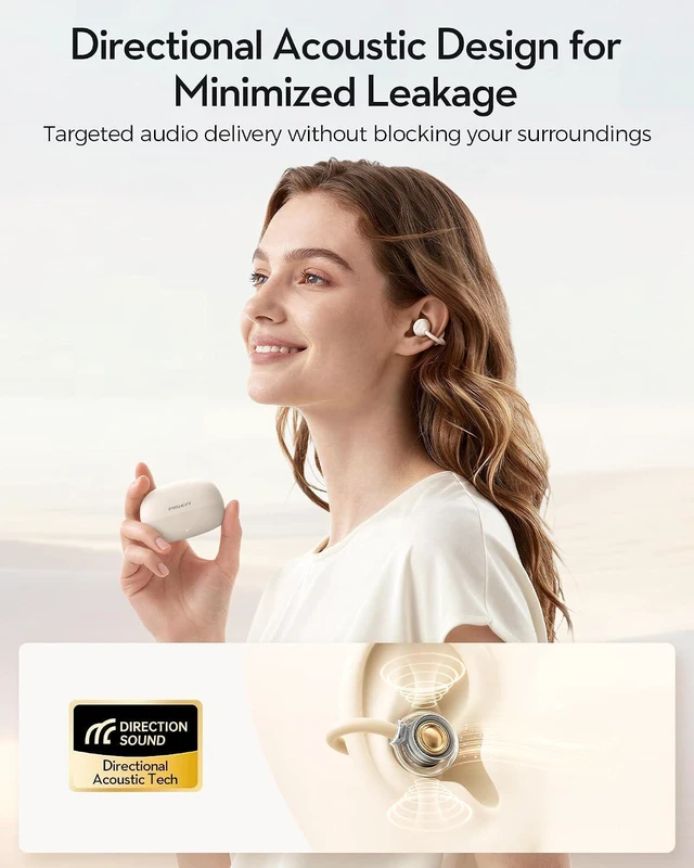 Alt view image 2 of 7 - Clip-On Open Ear Earbuds, 4.6g ENC Bluetooth 6.0 Wireless Headphones