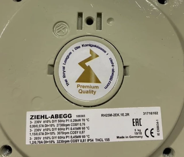 Alt view image 3 of 5 - 1 PCS RH25M-2EK.1E.2R 230V 0.99/0.57A 290W Cooling Fan