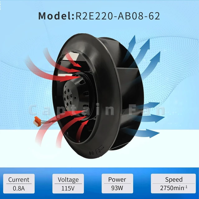 Alt view image 4 of 4 - 1 PCS R2E220-AB08-62 Fan R2E220-AB08-62 115VAC 0.8/1.1A Centrifugal Fan