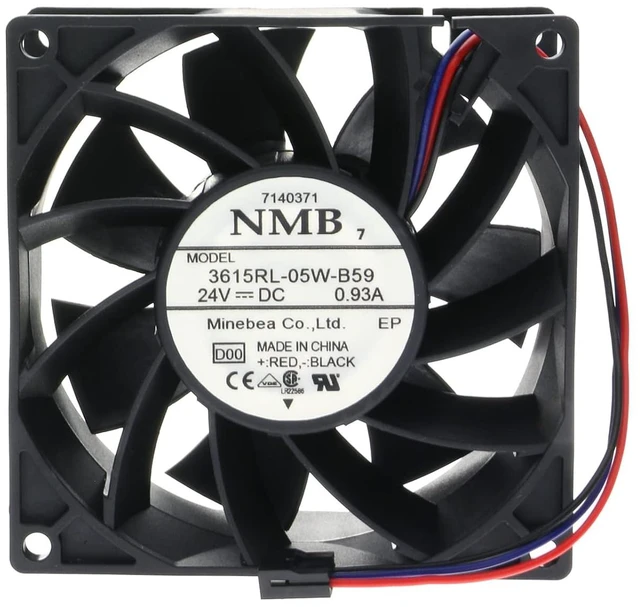 Main image of Cooling Fan for NMB 3615RL-05W-B59 Cooling Fan, 24V 0.93A, Dual Ball Bearing,3-Wire