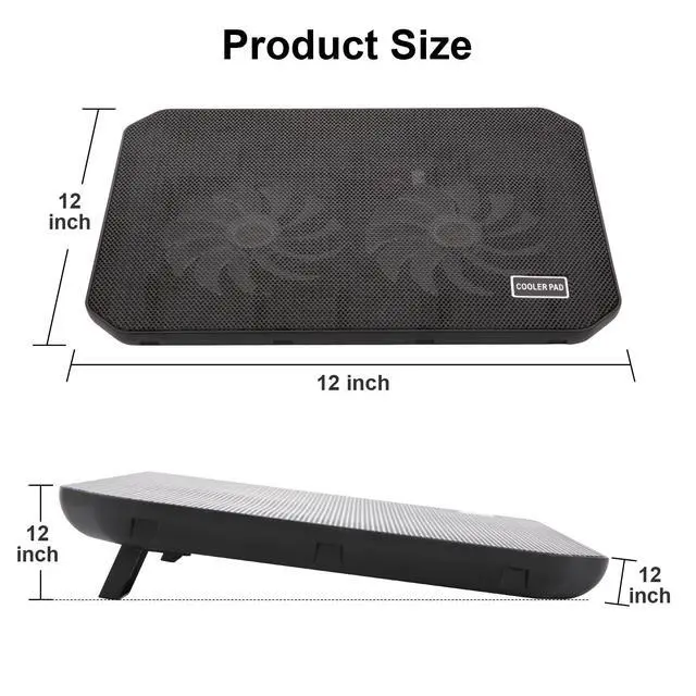 Alt view image 4 of 5 - Laptop Cooling Pad, Ultra Slim Silent Dual Fan Cooler Stand for 14-15.6 Inch Notebook, Portable Lightweight Laptop Cooler with Adjustable Height