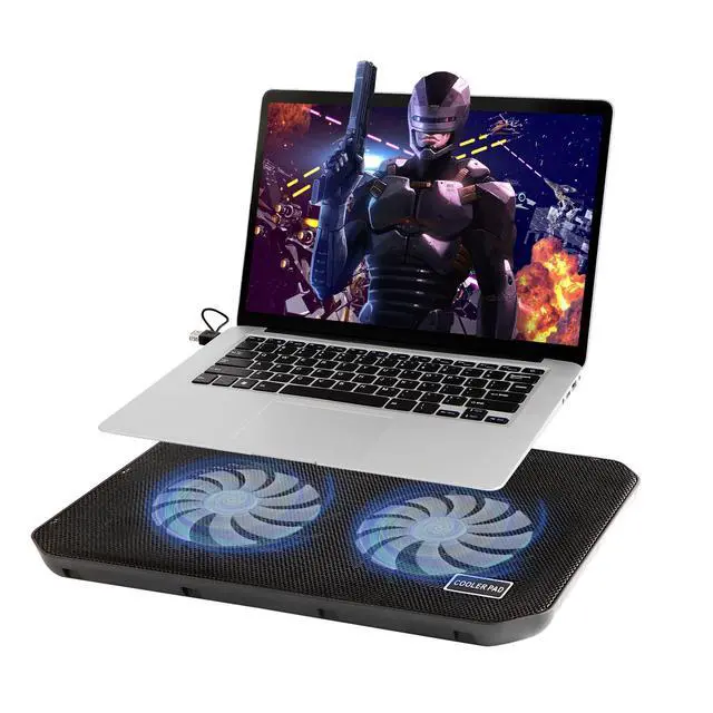 Alt view image 3 of 5 - Laptop Cooling Pad, Ultra Slim Silent Dual Fan Cooler Stand for 14-15.6 Inch Notebook, Portable Lightweight Laptop Cooler with Adjustable Height