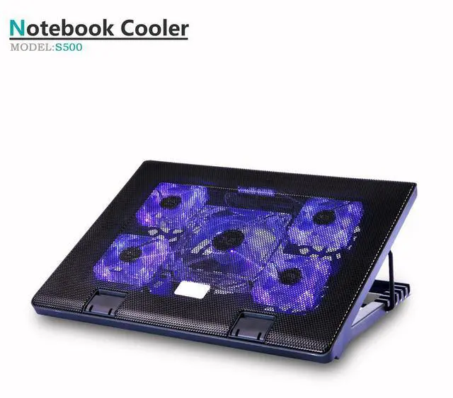 Main image of Gaming Laptop Cooling Pad with 5 Fans, Multi-Angle Adjustable Notebook Cooler Stand, Dual Switch Control Heavy-Duty Cooling Base