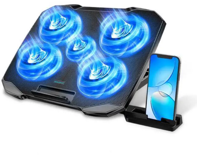 Main image of F2PLUS laptop cooling fan with mobile phone holder, 5-core cooling for gaming laptop computer cooling fan