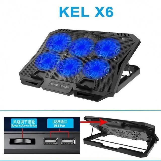 Alt view image 2 of 5 - X6 notebook cooling base with display multi-level adjustment notebook cooling stand speed control heat sink