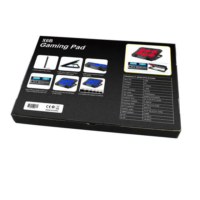 Alt view image 4 of 5 - X6 notebook cooling base with display multi-level adjustment notebook cooling stand speed control heat sink