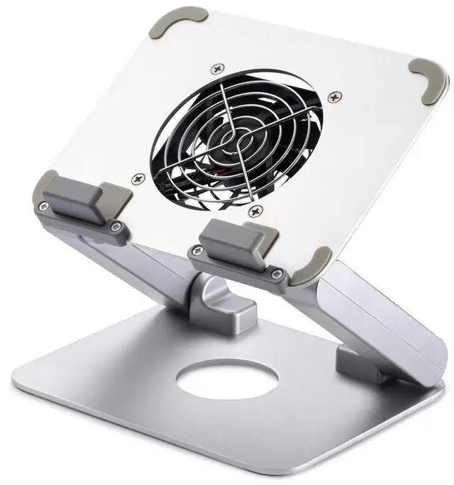 Main image of T33-2 Foldable Metal Tablet Stand with Built-in Cooling Fan, Adjustable, Portable, Heat Dissipation Stand