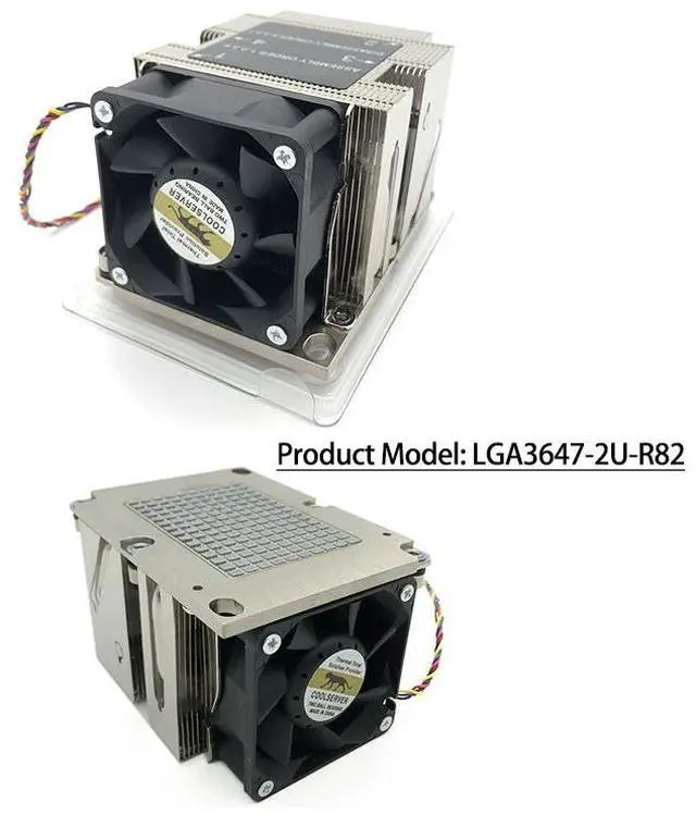 Alt view image 3 of 3 - LGA3647-2U-R82 205W 2U Server CPU Cooler, 3 Heat Pipes, Copper Base, 6800RPM PWM Fan, for Intel Xeon Scalable LGA3647 Processors