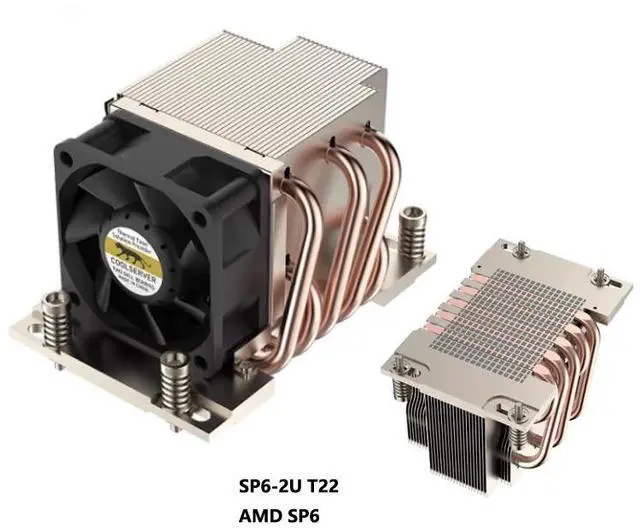 Main image of SP6-2U-T22 320W 2U Server CPU Cooler, 5 Heat Pipes, 8000RPM PWM Fan, 66.3mm Height for AMD SP6 Processors