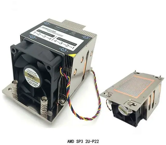 Main image of AMD SP3 2U-P22 240W Server CPU Cooler, 4 Heat Pipes, Copper Base, 6800RPM PWM Fan, 64.5mm Height