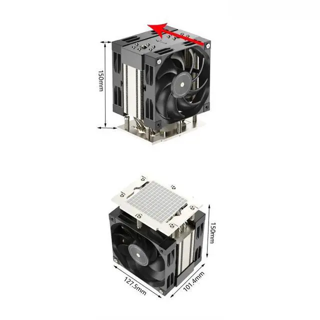 Alt view image 2 of 3 - SP5 M98PRO 400W Tower CPU Cooler, 6 Heat Pipes, Copper Base,150mm Height
