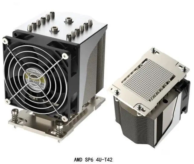 Main image of for AMD SP6 4U-T42 300W CPU Cooler, 6 Heat Pipes, Copper Base, 90mm PWM Fan, 125.4mm Height for AMD EPYC 8004 Series SP6 Processors