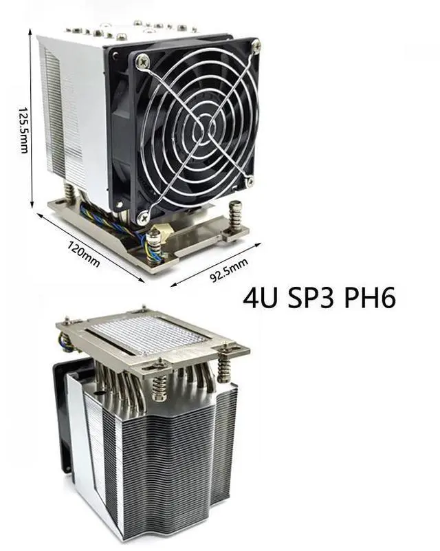 Main image of 4U AMD SP3 PH6 260W CPU Cooler, 6 Heat Pipes, Copper Base + Copper Fins, 125.5mm Height for AMD SP3 Processors